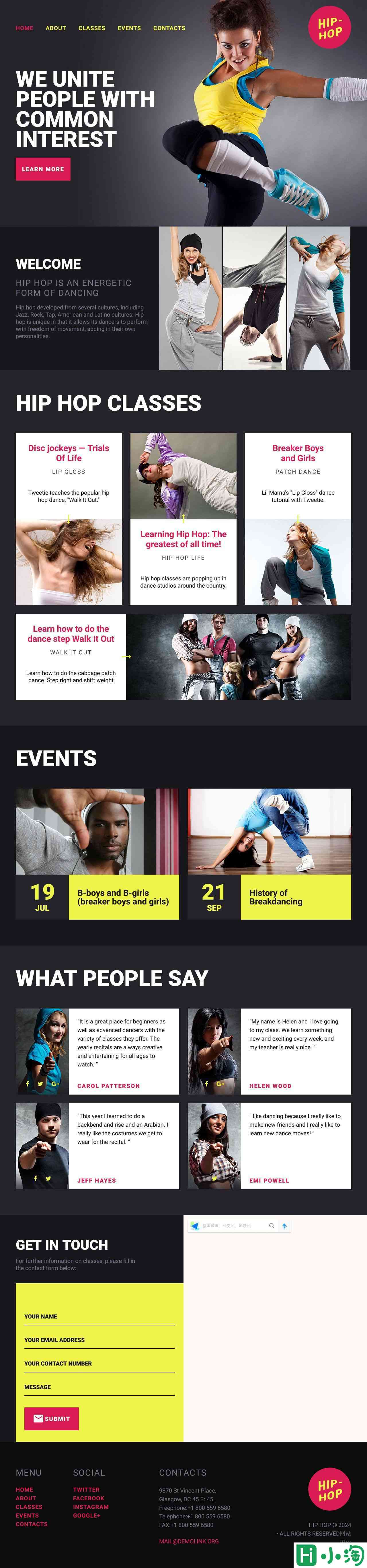 专业街舞工作室着陆页模板-PC预览